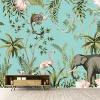 Fototapetai - Flamingo ir dramblys