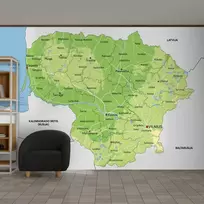 Fototapetai - Lietuvos žemėlapis lietuvių kalba