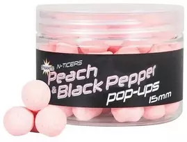Boiliai Dynamite Baits N-Ticers Fluro Pop-ups 15mm - Peach & Juodas Pepper