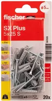 FISCHER kaiščiai su varžtais SX Plus S, 5x25 mm, 20 vnt.