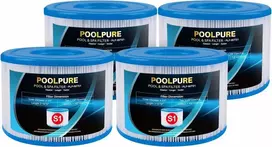 POOLPURE baseino filtro kasetės S1 PureSpa, 4 vnt., 10,8 x 10,8 x 7,5 cm, PLF-INTS1