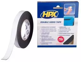HPX dvipusė lipni juosta, juoda, 19 mm x 10 m