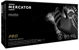 Rękawice Mercator Medical Nitrilinės pirštinės MERCATOR MOTO, juodos, XL, 100 vnt.