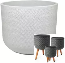 Home4You Gėlių vazonas SELENA D37xH52cm su kojelėmis, baltas