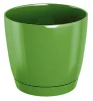 Prosperplast Dekoratyv. gėlių vazonas su padėklu Coubi Round P Ø18cm H16.5cm plastikinis/žalias
