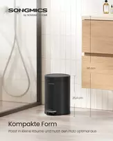 Songmics Pedalinis šiukšliadėžė 17,3x22,4x25,4 cm Juodas plienas