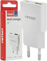 Tinklo įkroviklis 230V 20W GaN USB-C USB-A AMIO-04838