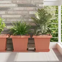 Kvadratinis gėlių vazonas 6 pcs Raudona plyta 33 x 33 x 26 cm