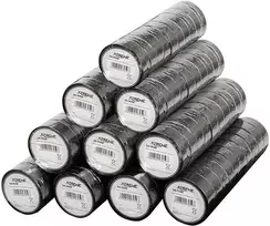 54-037# Lipni izoliacinė juosta 0,15 mm / 15 mm / 10 m - juoda, kelių pakuočių pakuotė