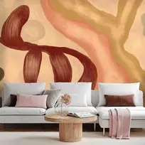 Artgeist Fototapetas - Colorful shapes – worn-out figures in lime wash technique