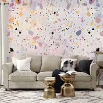 Artgeist Fototapetas - Terrazzo in Confetti Style Violet-Rožinė Colorful Pattern