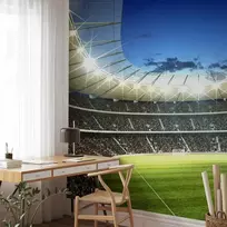 Artgeist Fototapetas - Football pitch - illuminated stadium with crowded stands