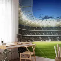 Artgeist Fototapetas - Football pitch - illuminated stadium with crowded stands