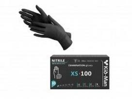 Kid-Man Nitrilinės pirštinės XS dydis 100 vnt, juodos spalvos, po 3,50 EUR už 100 vnt užsakant 10 dėžučių po 100 vnt