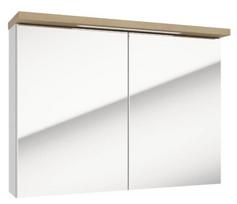 Pakabinama vonios spintelė su veidrodžiu Deftrans Stilla E80 LED, ąžuolo sp./balta sp., 20 cm x 80 cm x 60 cm