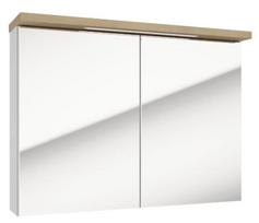 Pakabinama vonios spintelė su veidrodžiu Deftrans Stilla E80 LED, ąžuolo sp./balta sp., 20 cm x 80 cm x 60 cm