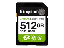 Kingston Canvas Select Plus | 512GB | SD | Flash memory class Class 10, UHS-I, U1/U3, Video Class 10/30