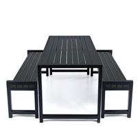 Sodo baldų komplektas «Garden 2», 148x76x75 cm, stalas + 2 suoliukai Duo (juodas)