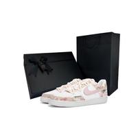 Nike Court Vision 1 Lucky Smiley Face 2 Box Abrasion Resistant Low top Skateboard Shoes Unisex Pink DH2987-101(Team1337-2) 42