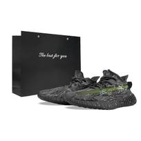 Adidas Originals Yeezy Boost 350 V2 Abrasion Resistant Abrasion Resistant Low top Casual Shoes Unisex Black Green ID4811(Team373-BOX) 36⅔