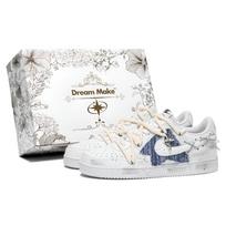 Nike Court Vision 1 Narrative Filler Abrasion Resistant Low top Skateboard Shoes Unisex White Blue DH2987-101(Team201-BOX) 38.5