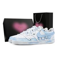 Nike Court Vision 1 Summer Wave Heart Box Slip Resistant Abrasion Resistant Low top Skateboard Shoes Men's Light Blue DH2987-101(Team459--) 40