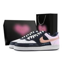 Nike Court Vision Low Pink Dreamy Heart Box Synthetic Leather Low top Training Shoes Men's Blue Purple HM9862-400(Team773--) 41