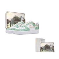 Nike Air Force 1 Abrasion Resistant Slip Resistant Low top Skateboard Shoes Women's White Green DD8959-100(Team24-S-BOX) 36