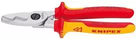 KNIPEX kabelių žirklės su dviguba pjovimo briauna 200 mm, VDE, savitarnos ekrano paketas