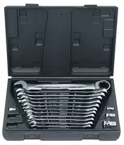 Kombinuotų terkšlinių raktų komplektas su adapteriais 16vnt, KS Tools