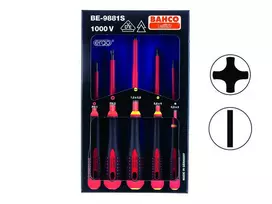 Bahco Izoliuotų atsuktuvų rinkinys ERGO™ 5 vnt - SL3,0/4,0/5,5; PH1/2 - 1000V VDE