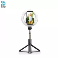 Riff L07 profesionali asmenukių lazda (ilgis maks. 90 cm) su žiedine LED lempute / trikoju / nešiojamu belaidžio užrakto mygtuku juoda