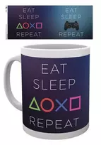 ABYstyle „Abysse PLAYSTATION“ – Puodelis – 320 ml – „Eat Sleep Repeat“.