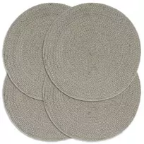 Stalo kilimėliai, 4 vnt., pilki, 38cm, medvilnė, apvalūs