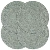 Stalo kilimėliai, 4 vnt., žali, 38cm, džiutas, apvalūs