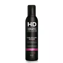 Ypač stiprios fiksacijos, apimties suteikiančios putos Farcom HD Keratin Ultra Strong Hold Hair Styling Mousse (5) 250ml