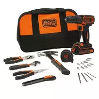 Black & Decker Juodas & Decker Suktuvas-gręžtuvas Juodas & Decker BDCDC18HTSA-QW; 18 V; 1x1,5 Ah akum. + priedai