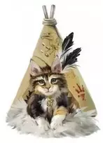 Interjero lipdukas Katinas ir palapinė Tipi 50x70cm