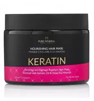 PURE MINERAL Plaukų kaukė sausiems ir pažeistiems plaukams su keratinu ir negyvosios jūros mineralais, 350 ml