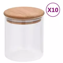 Stikliniai indai su kamštiniais dangteliais, 10vnt., 600ml