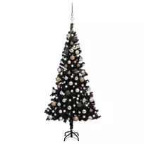 Dirbtinė Kalėdų eglutė su žaisliukais, juoda, 120cm, PVC
