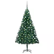 Dirbtinė Kalėdų eglutė su žaisliukais, žalia, 150cm, PVC