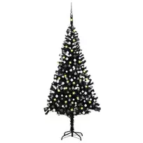 Dirbtinė Kalėdų eglutė su žaisliukais, juoda, 240cm, PVC