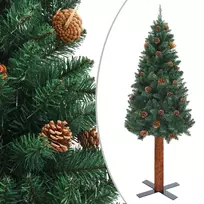Kalėdų eglutė su kankorėžiais, žalia, 210cm, PVC ir mediena