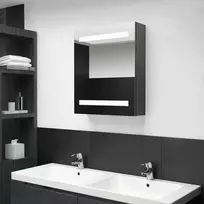 Veidrodinė vonios spintelė su LED apšvietimu, pilka, 50x14x60cm