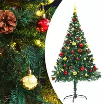 Dirbtinė apšviesta Kalėdų eglutė su žaisliukais, žalia, 150cm
