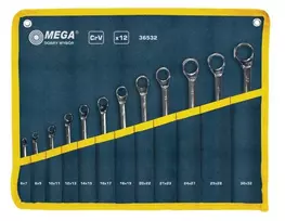 Mega Klucze Raktai su išlenktais žiedais, 12 vnt. (6 * 7 - 30 * 32 mm), CV