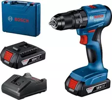 Bosch smūginis suktuvas gręžtuvas GSB 185-LI, 18V, 50Nm, 2x2.0Ah, lagaminas (06019K3100)