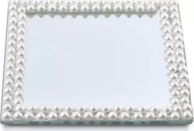 Mondex Veidrodinis padėklas žvakei 15cm,kvadratinis,Margot Pearl