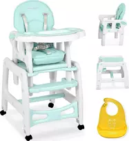 Ricokids Turkio spalvos 5-in-1 aukšta kėdutė, daugiafunkcinė maitinimo kėdutė su reguliuojamu padėklu, konvertuojama kūdikio kėdutė kūdikiams ir mažiems vaikams